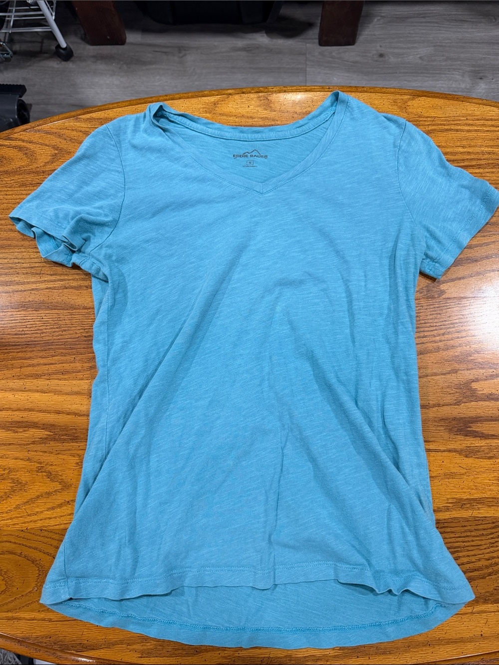 Eddie Bauer Women's V-Neck Tee in Aqua Blue